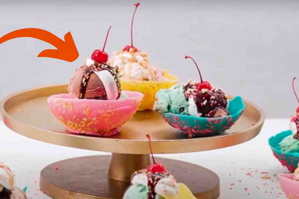 Sprinkle Ice Cream Sundaes with Edible Bowls