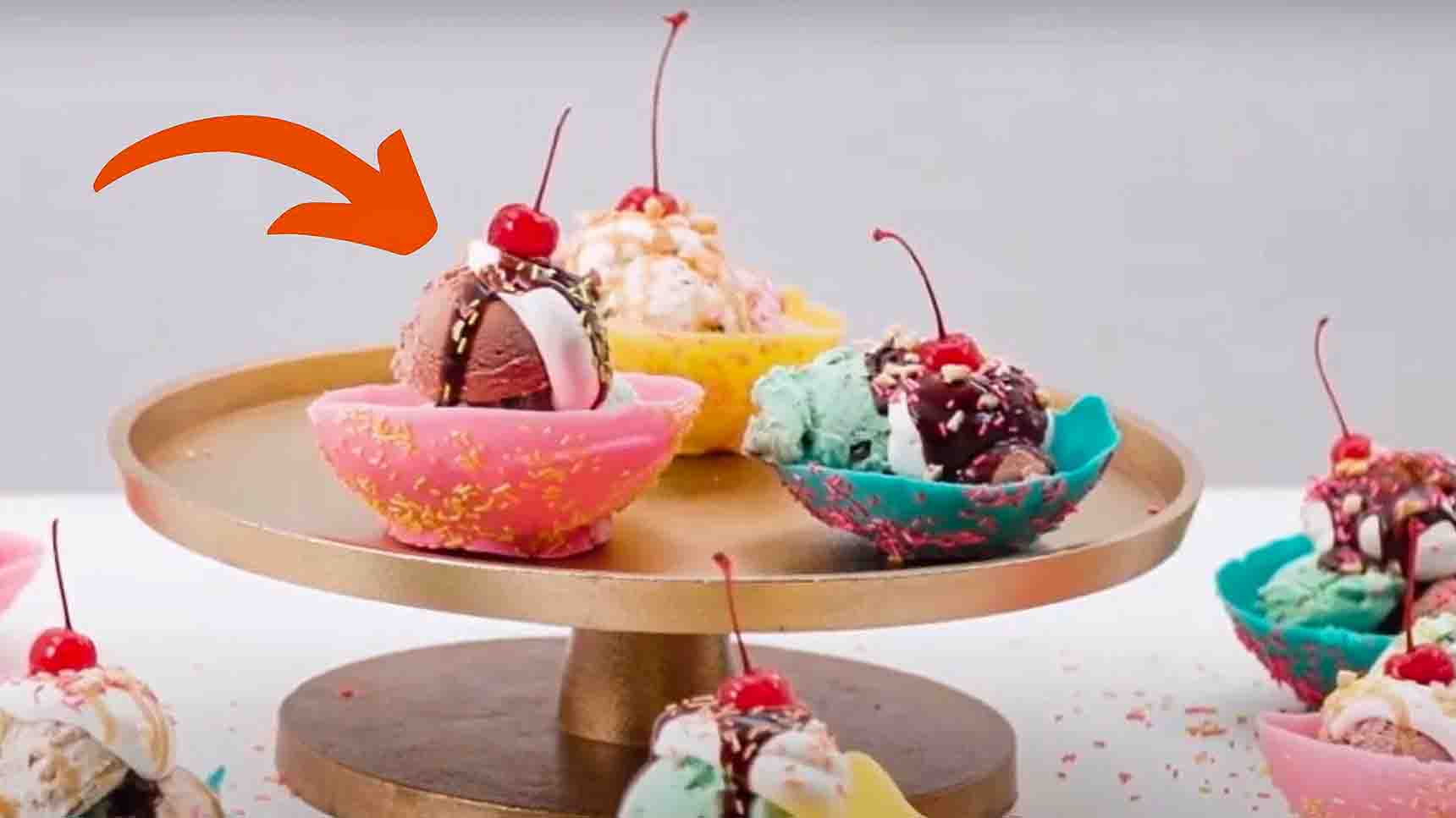 Sprinkle Ice Cream Sundaes with Edible Bowls | DIY Joy Projects and Crafts Ideas