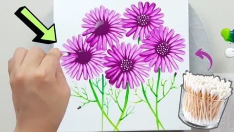 Beginner-Friendly Cosmos Flower Acrylic Painting Technique | DIY Joy Projects and Crafts Ideas