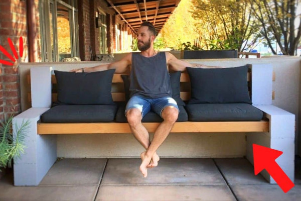 Easy DIY Outdoor Cinder Block Bench