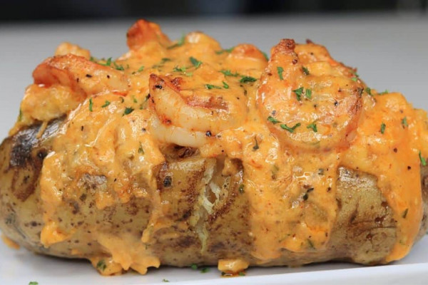 Easy Loaded Creamy Shrimp Baked Potato Recipe