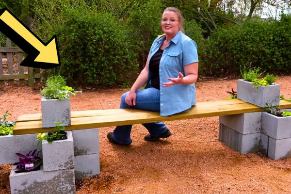Easy-to-Build DIY Concrete Bench Planter for Your Garden