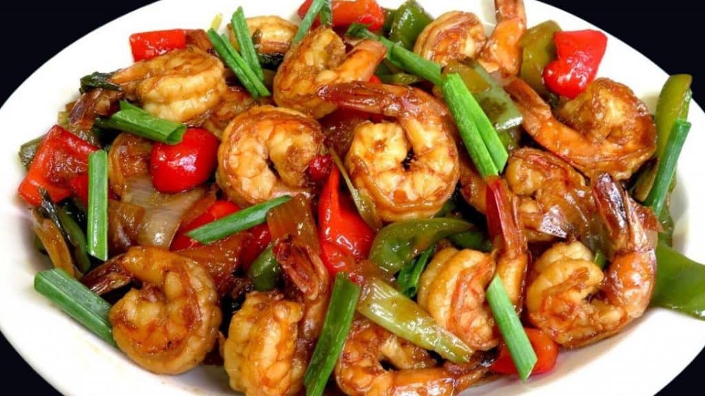 Honey Stir Fried Shrimps With Garlic and Onions