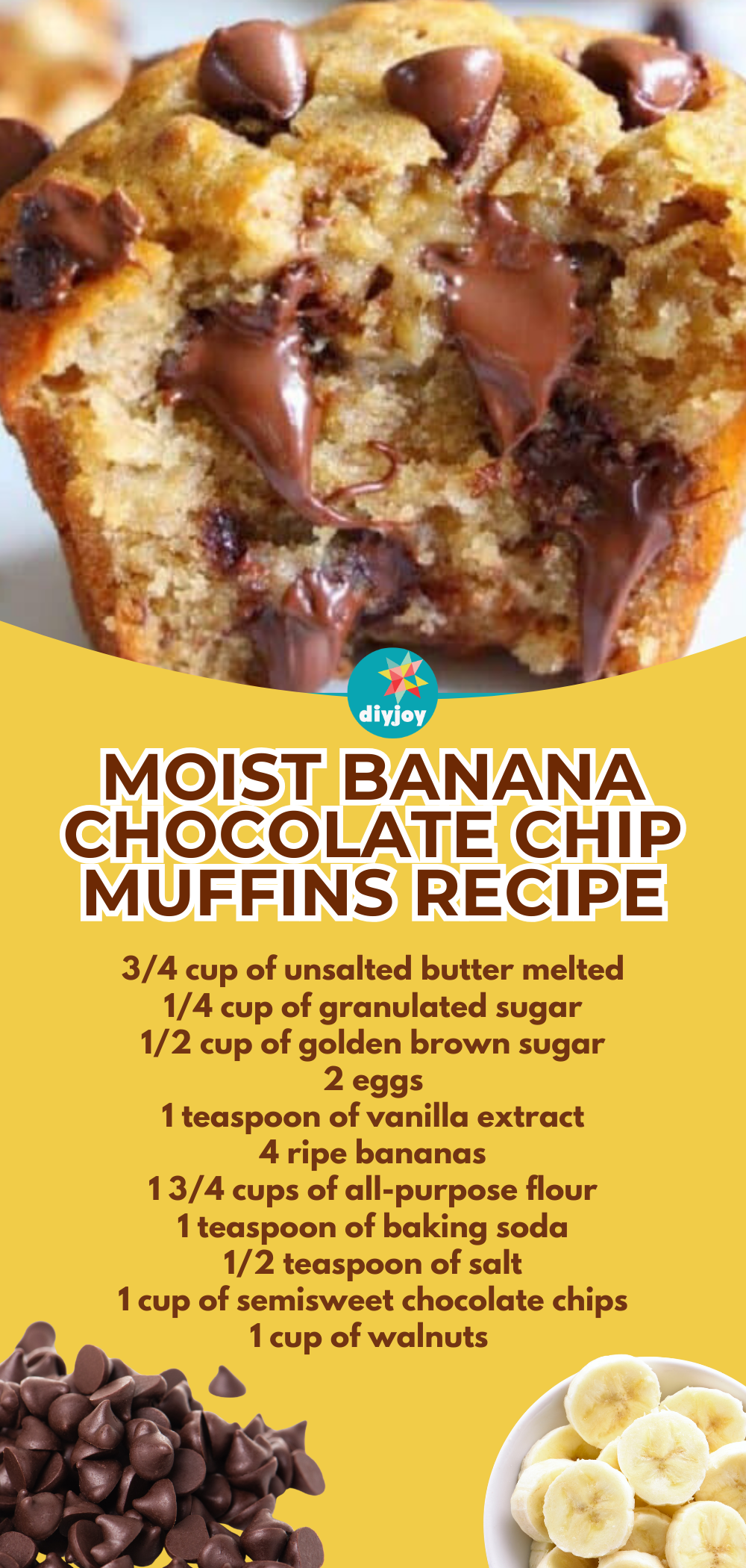 Moist Banana Chocolate Chip Muffins recipe
