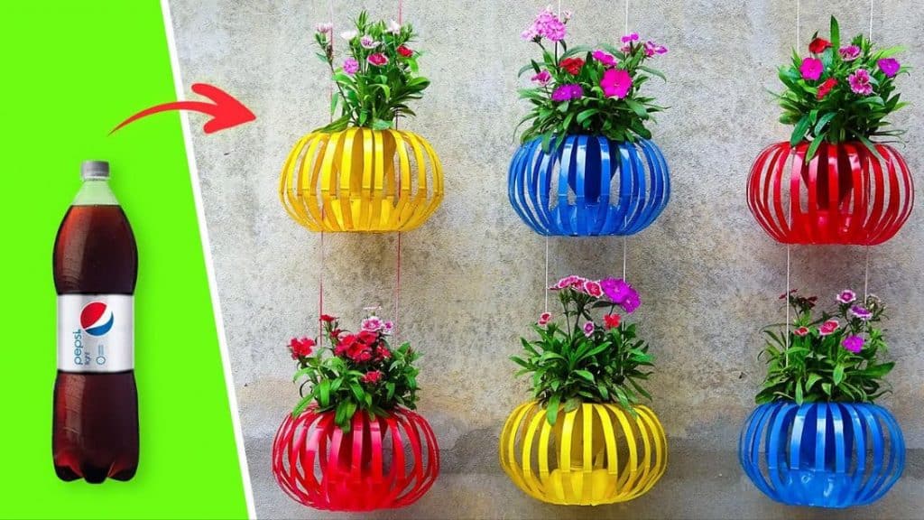 Recycling Plastic Bottles into Hanging Lantern Flower Pots