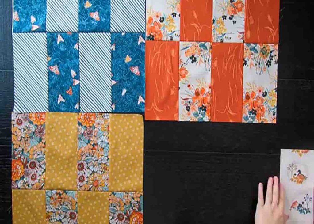 Assembling the blocks to form the quilt top