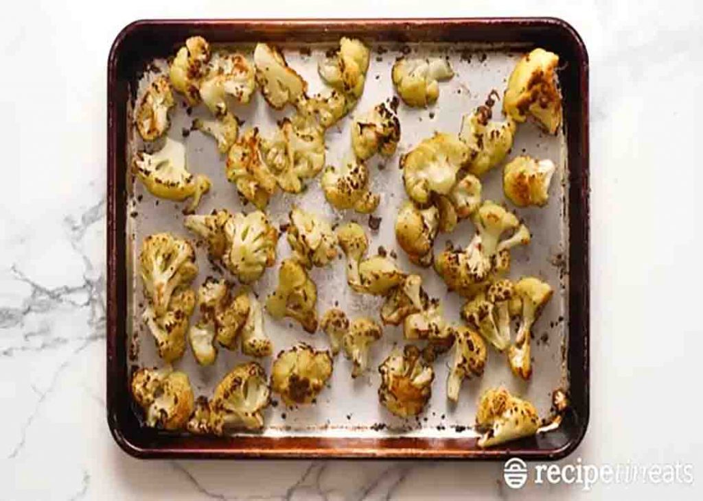 Roasting the cauliflower in the oven