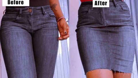 How To Turn Old Jeans into a Denim Skirt | DIY Joy Projects and Crafts Ideas