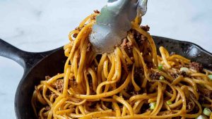 Mongolian Ground Beef Noodles Recipe