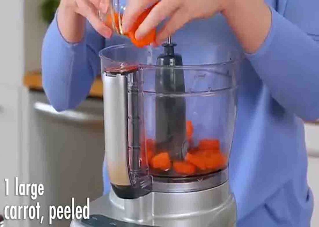 Blending the ingredients to make the carrot cake energy bites