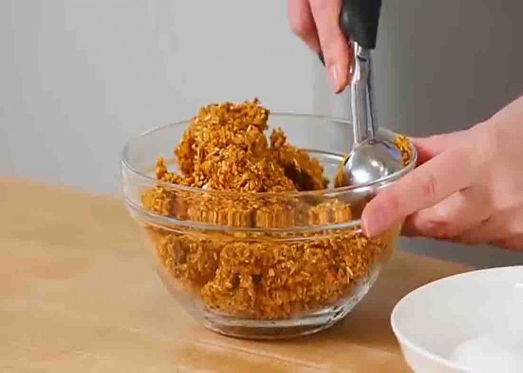 Forming the carrot cake mixture into balls