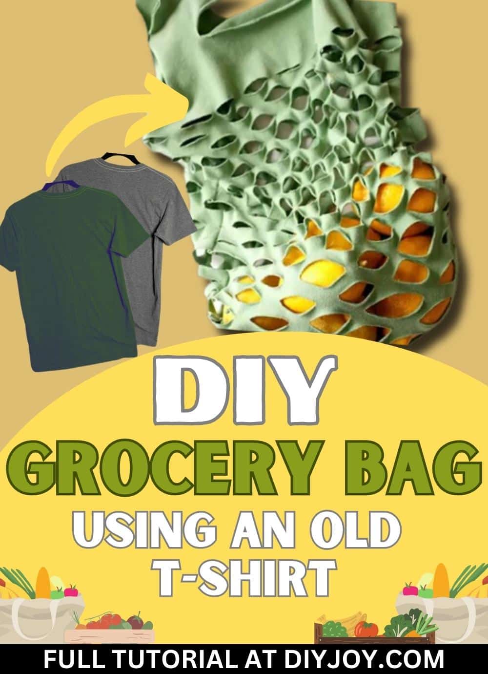 DIY Grocery Bag Out Of An Old T-Shirt Tutorial