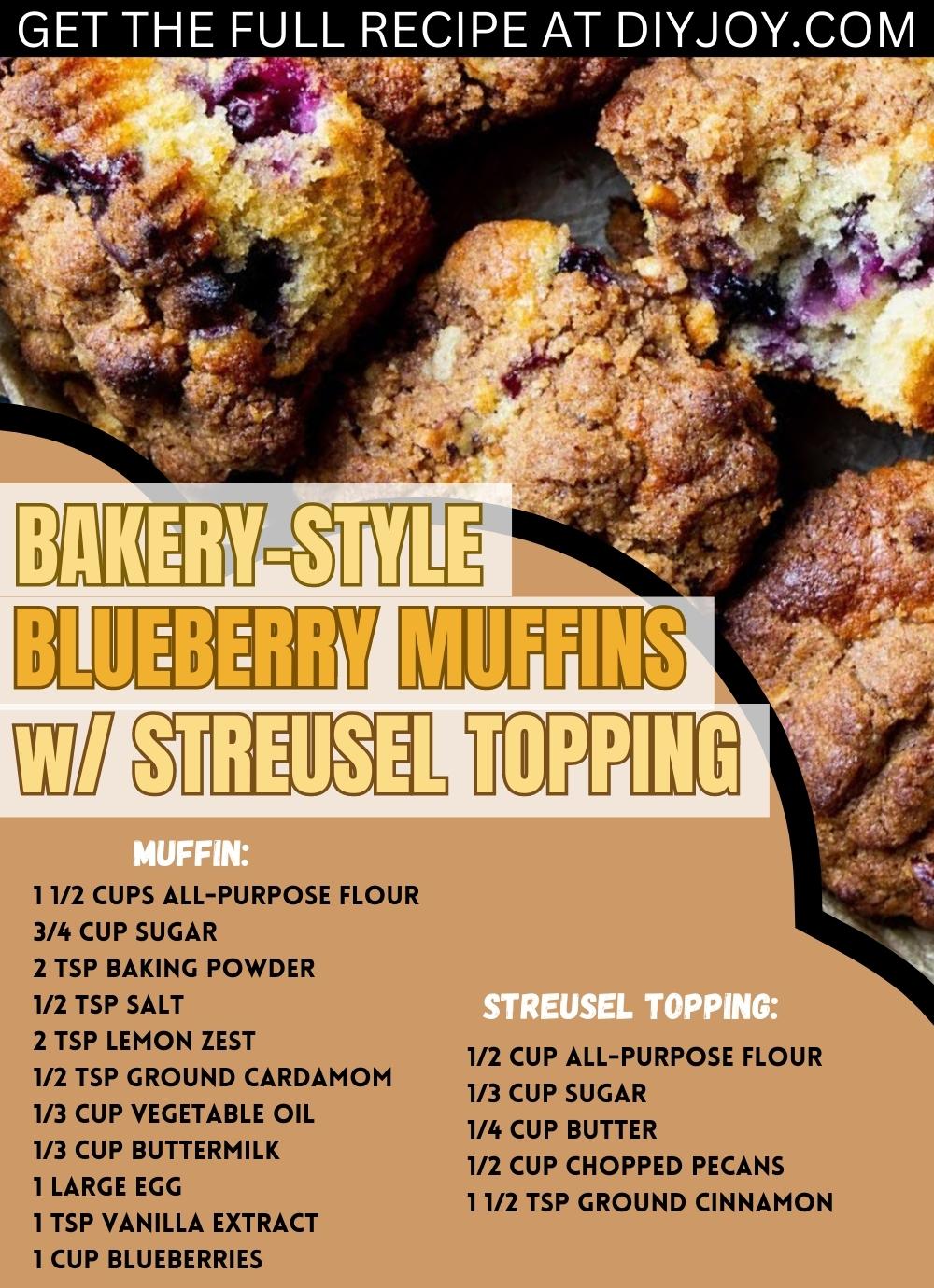 Bakery-Style Blueberry Muffins with Streusel Topping