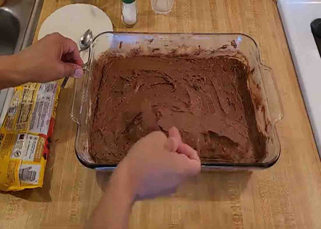 Finalizing the 4-ingredient chocolate dump cake