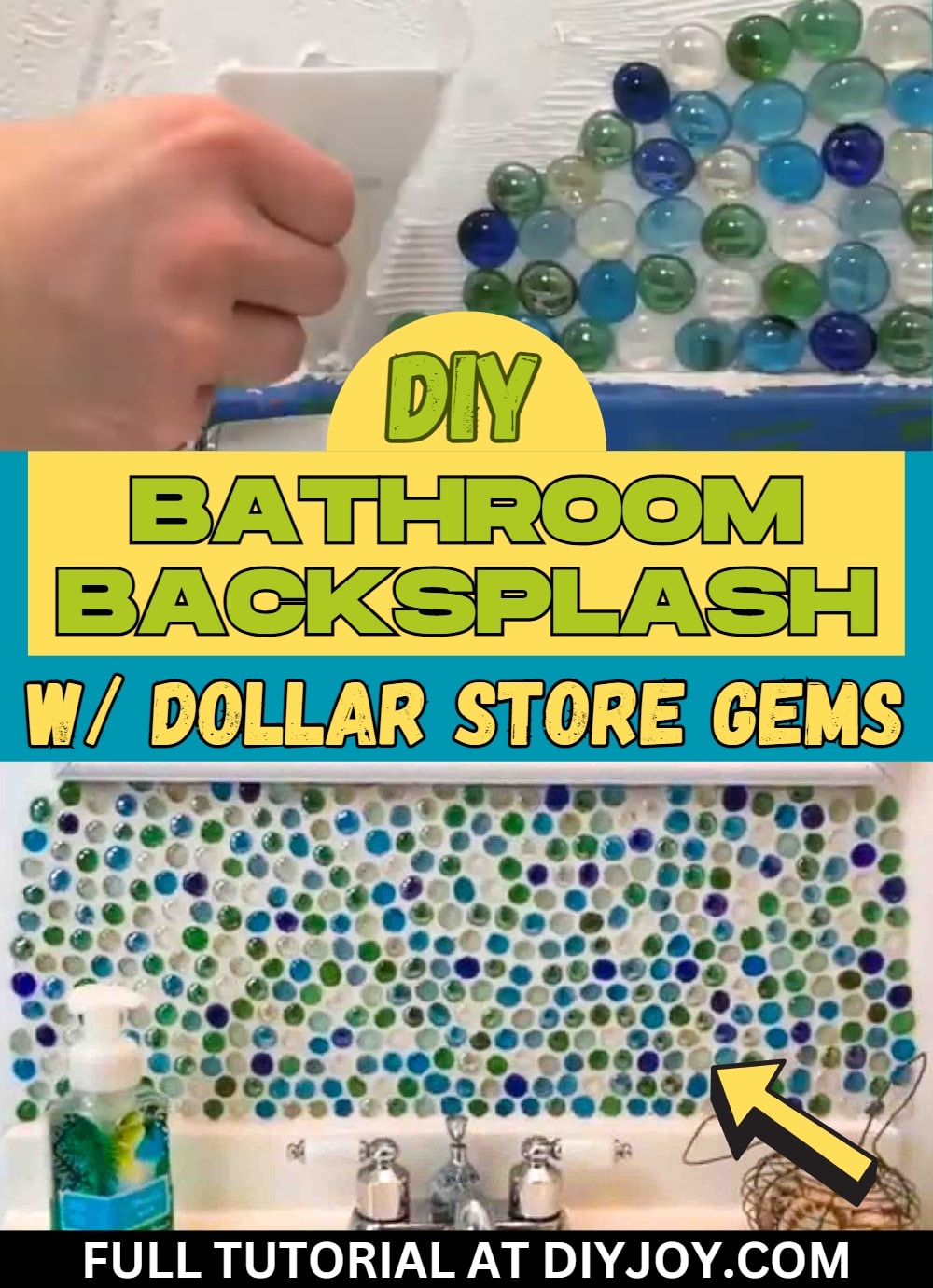 DIY Bathroom Backsplash using Dollar Store Gems