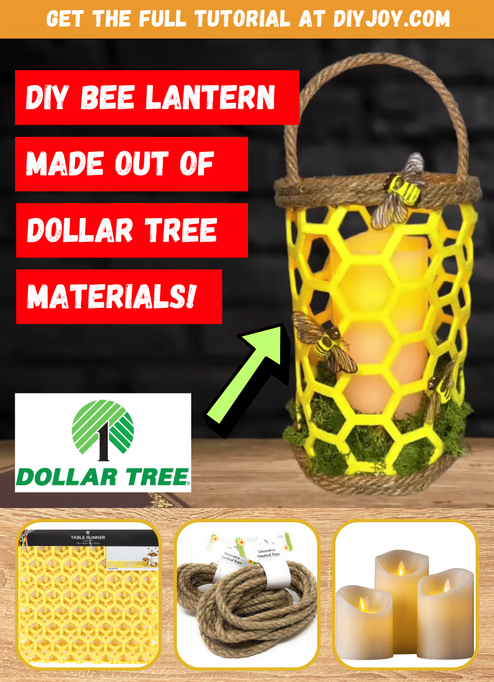 Easy DIY Table Runner Honey Bee Lantern Tutorial
