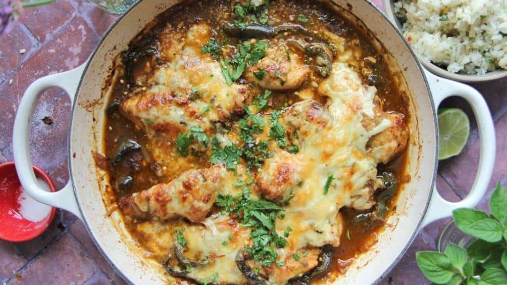 Easy Skillet Salsa Chicken w Cilantro Lime Rice Recipe