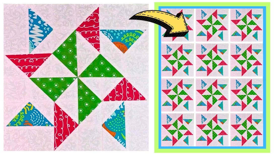 Easy Windy Day Quilt Block návod