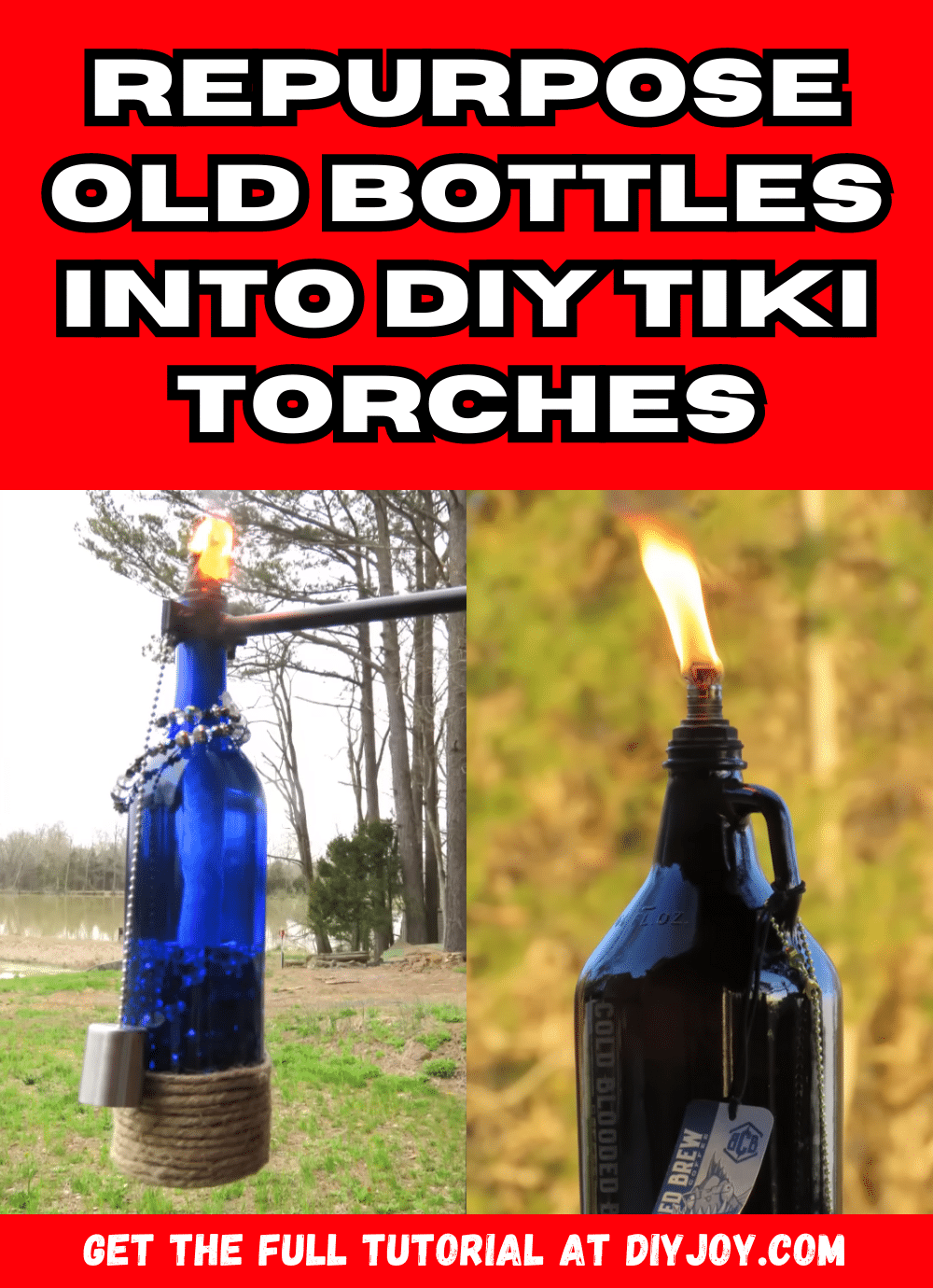 How To Repurpose Old Bottles Into DIY Tiki Torches
