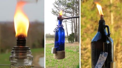 How to Repurpose Old Bottles into DIY Tiki Torches | DIY Joy Projects and Crafts Ideas