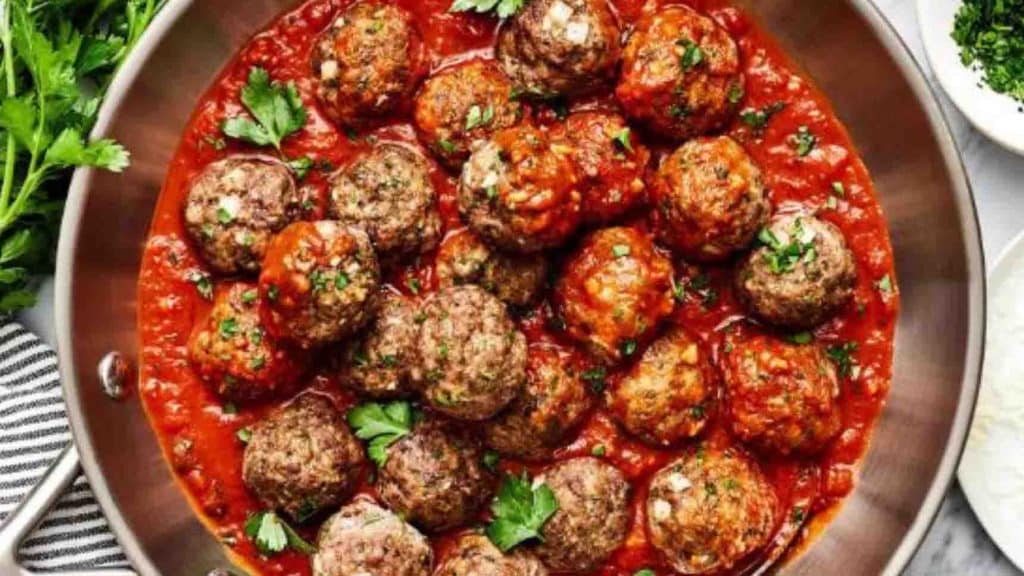 Baked Meatballs with Homemade Marinara Sauce