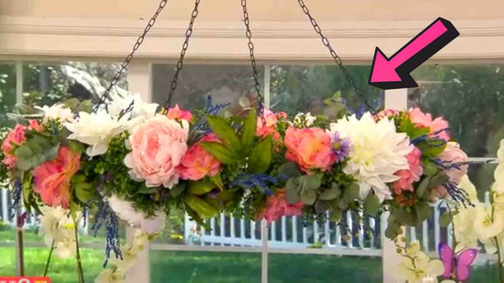 DIY Floral Chandelier Using A Hula Hoop