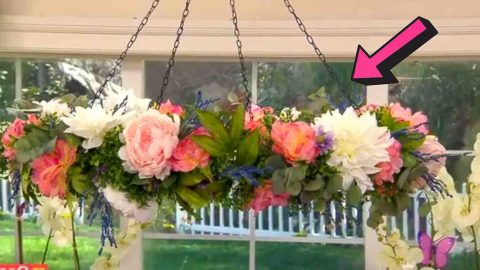 DIY Floral Chandelier Using a Hula Hoop | DIY Joy Projects and Crafts Ideas