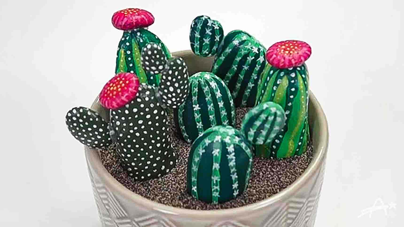 DIY Návod na maľované kaktusové skaly