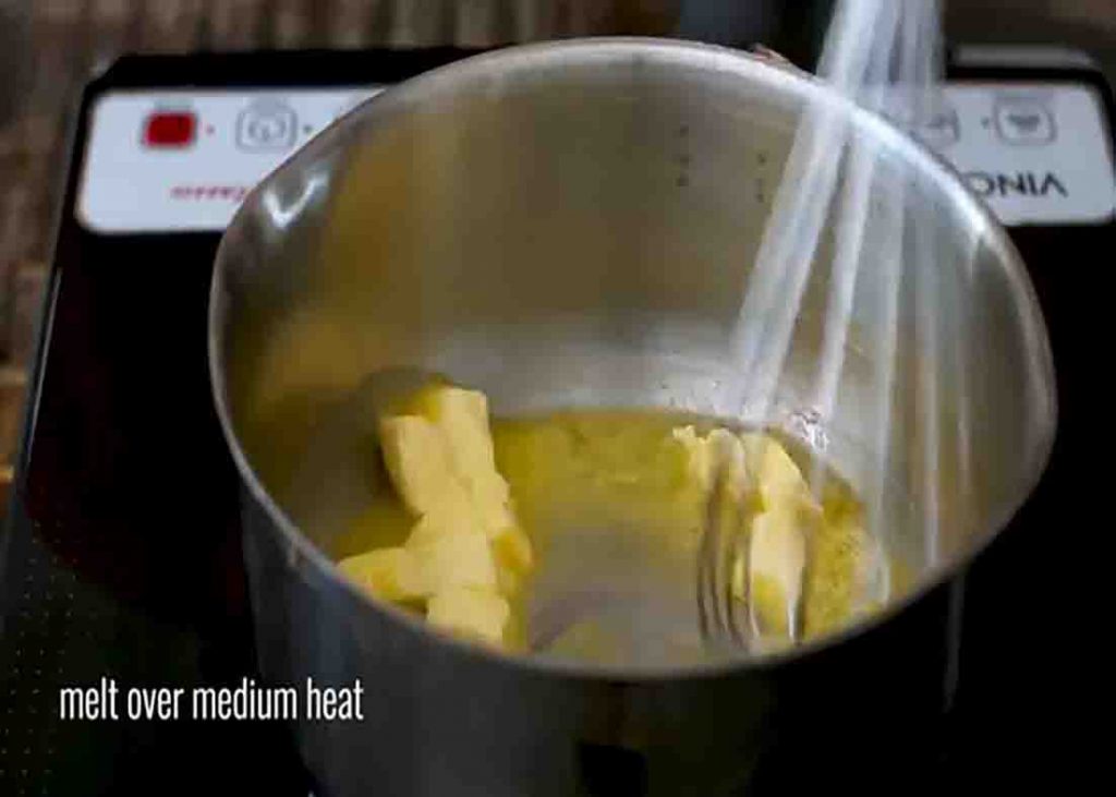 Melting the butter for the cheese souffle