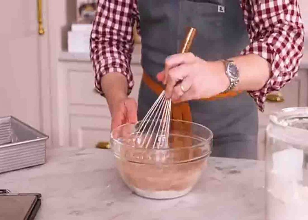 Mixing the ingredients for the Mississippi Mud Cake