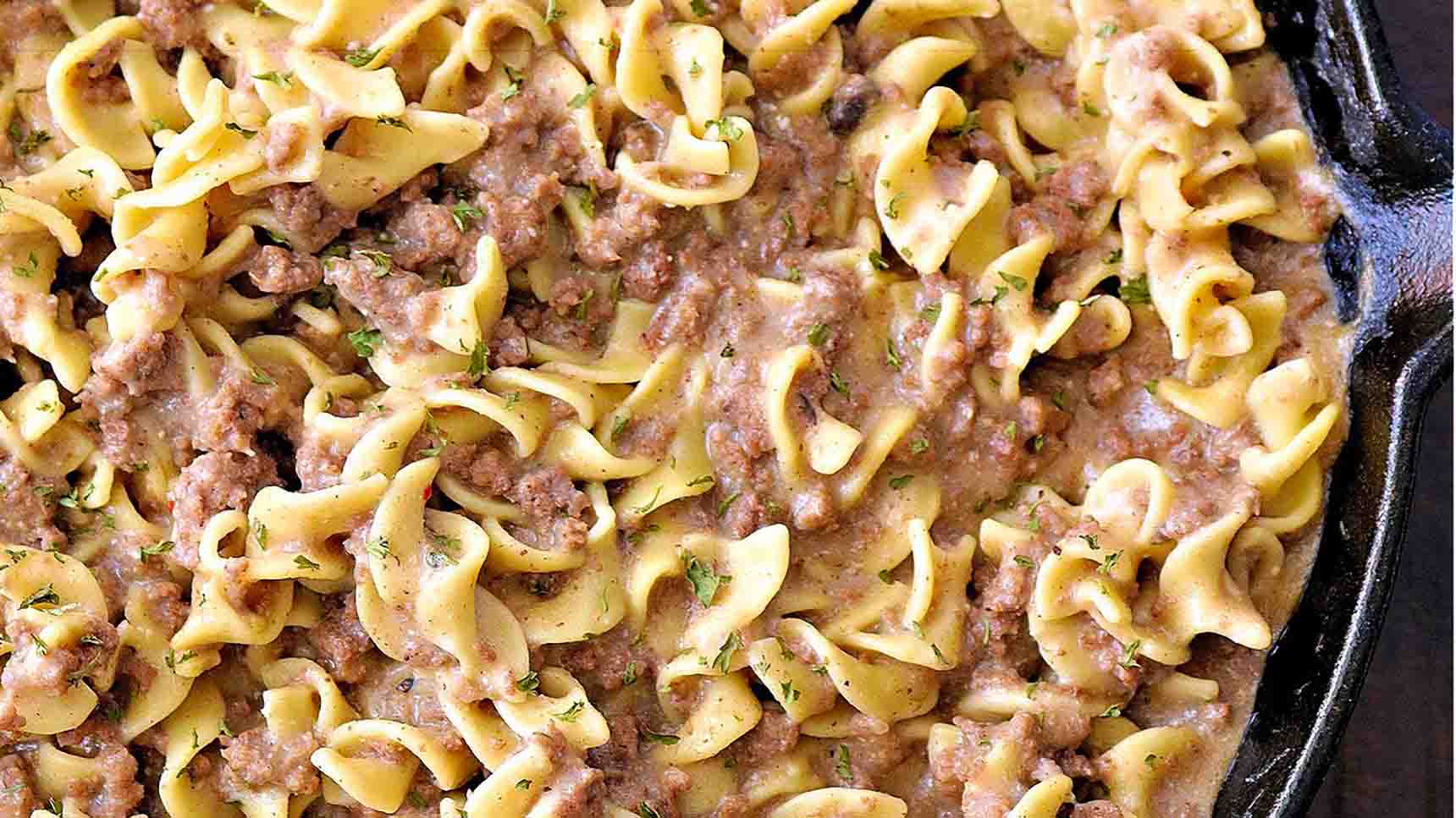 Ground Beef Stroganoff w/ Cream of Mushroom Soup