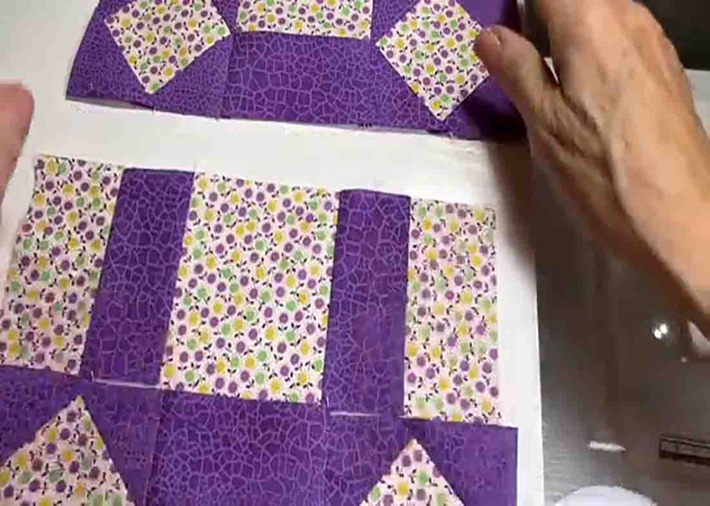 Assembling the quilt block for the kitchen tile quilt