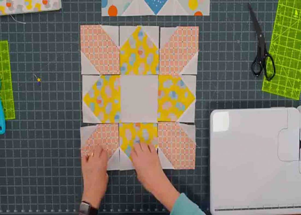 Assembling the prairie quilt block