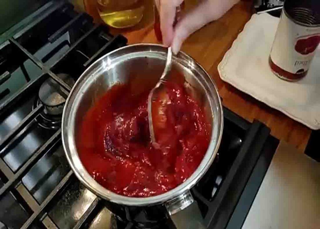 Making the sauce for the southern meatballs
