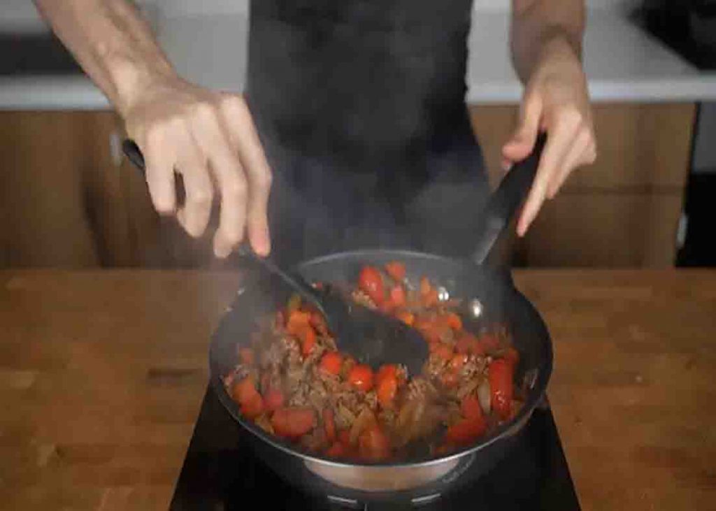 Cooking the Texas style beef and rice recipe