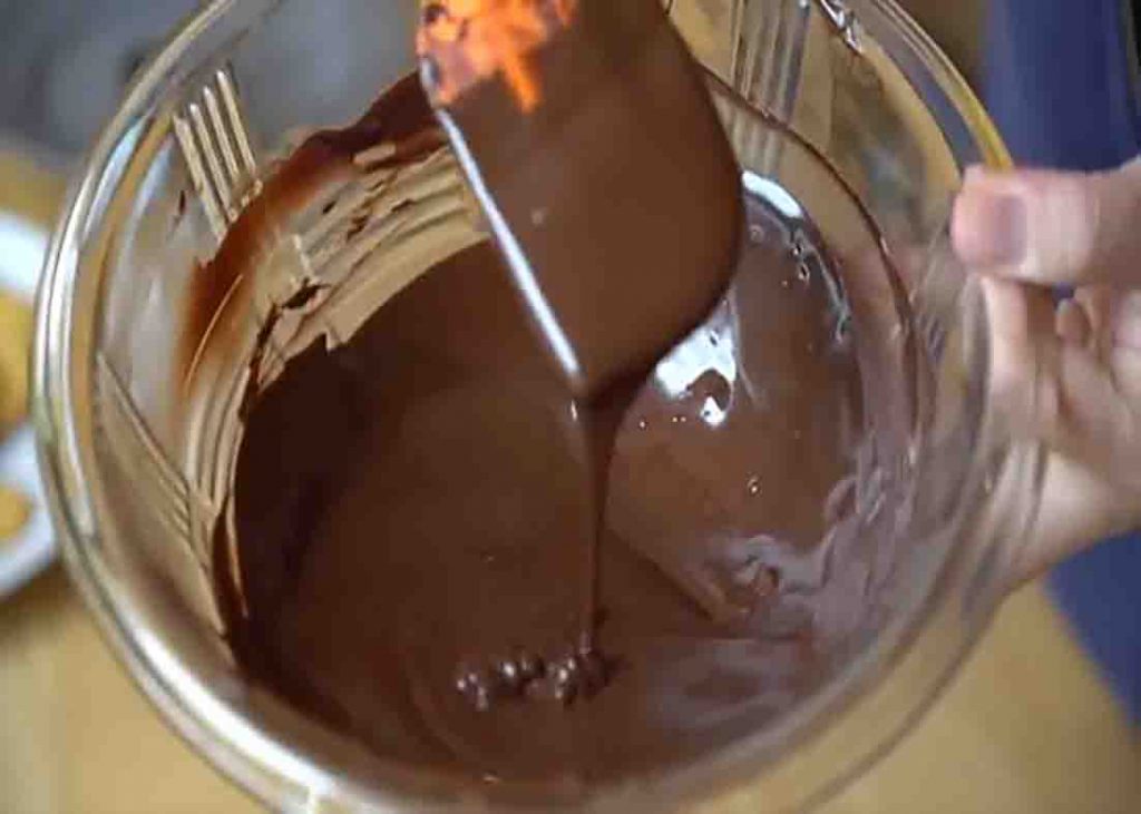 Melting the chocolate for the thin mints