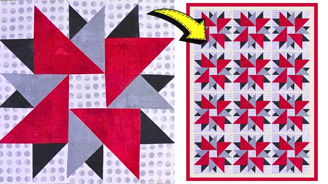 Free Double Aster Quilt Block Pattern