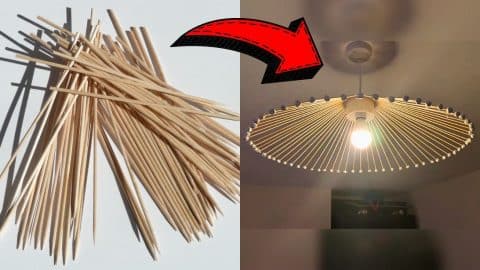 Easy Faux High-End DIY Wooden Skewers Lampshade Tutorial | DIY Joy Projects and Crafts Ideas