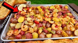 Easy Sheet Pan Roasted Shrimp, Sausage, and Potatoes Recipe