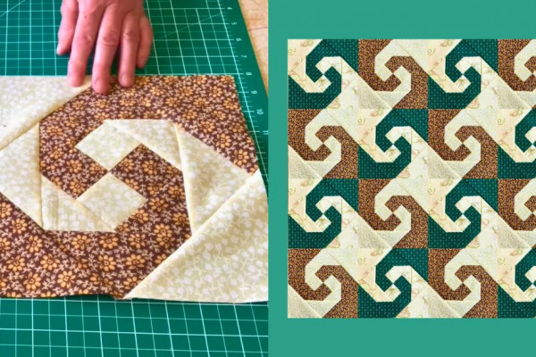 Easy Snail Trail Patchwork Quilt Block