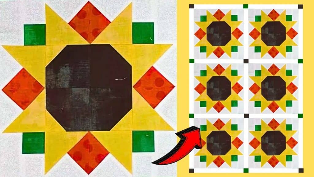 Easy Sunflower Quilt Block Tutorial