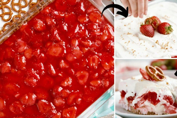 Easy-to-Make Grandma's Strawberry Pretzel Salad