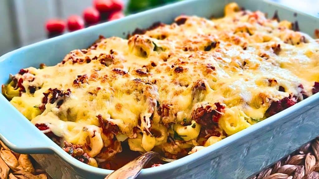 Easy-to-Make Loaded Beef and Cheese Tortellini Bake