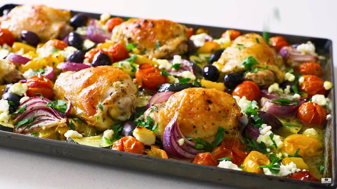 Recept na kura a zeleninu na plechu