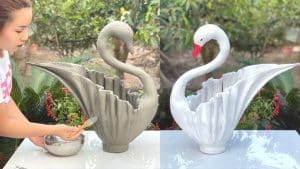 DIY Swan-Shaped Cement Pot Using Old Fabric