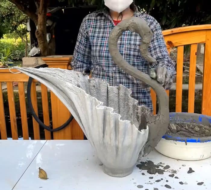 Swan-Shaped Cement Pot Using Old Fabric Project