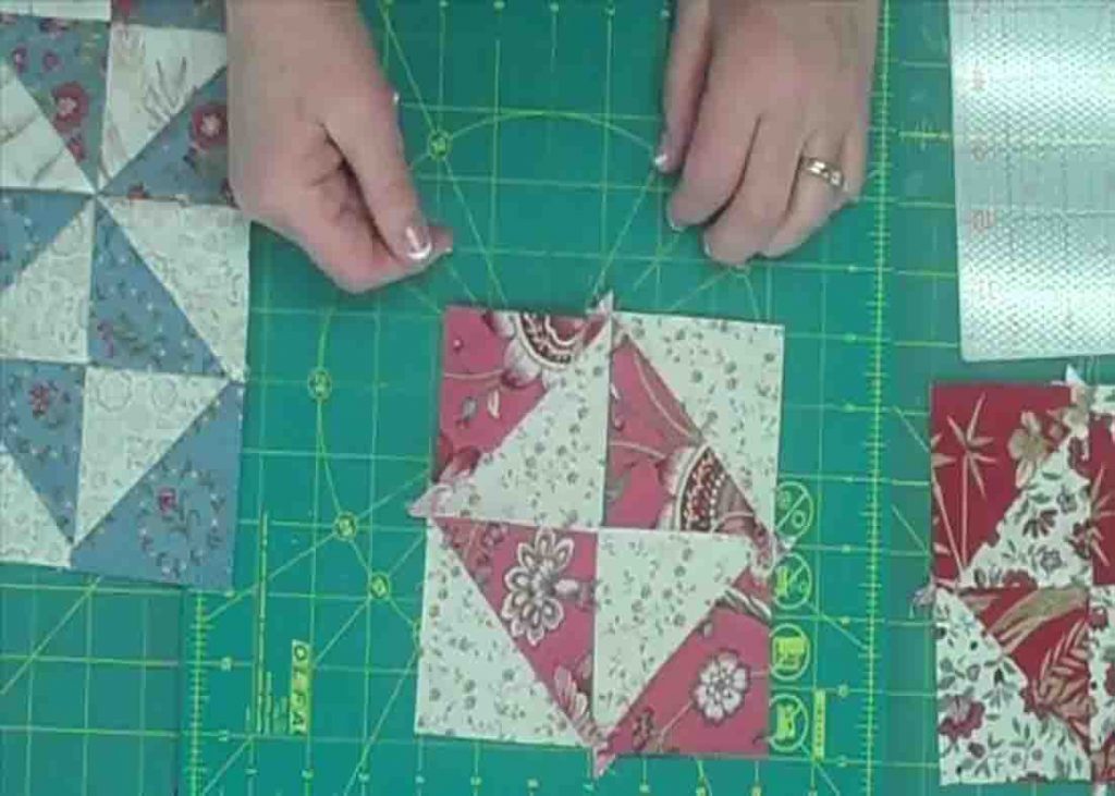 Making the units for the broken dishes quilt