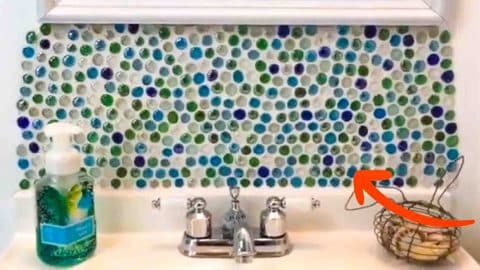 DIY Bathroom Backsplash using Dollar Store Gems | DIY Joy Projects and Crafts Ideas