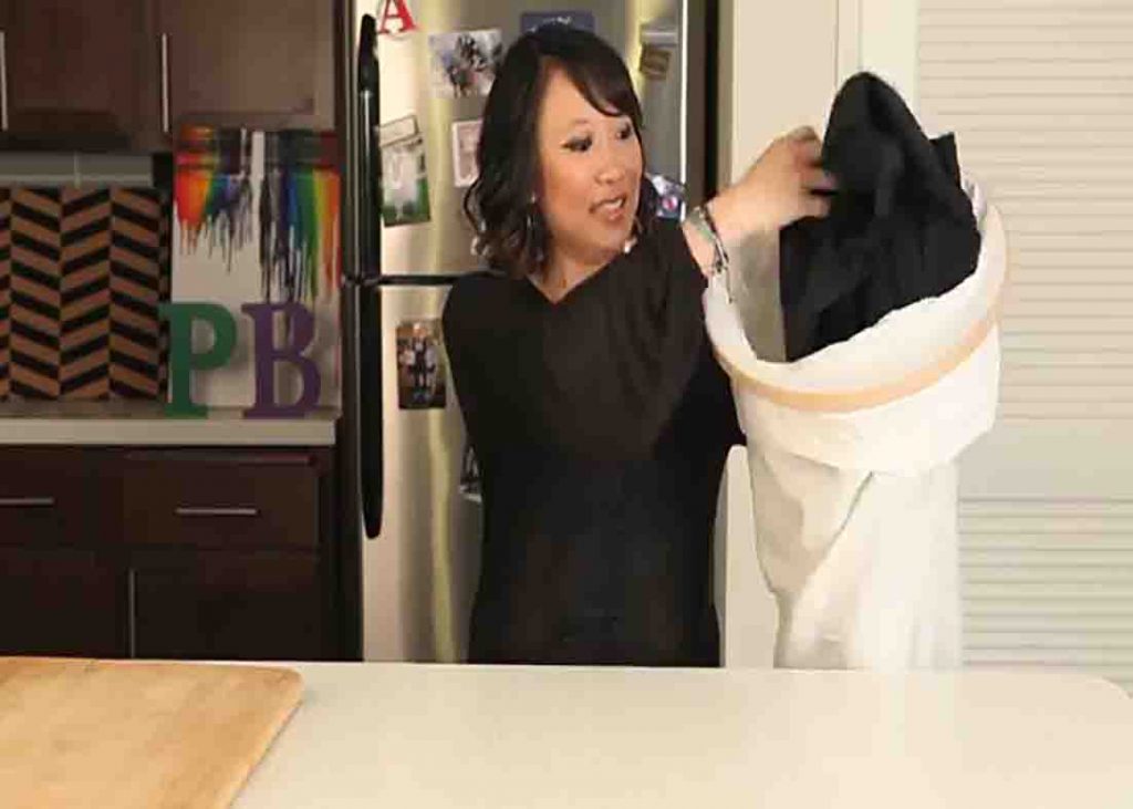 Hanging the DIY ever-open laundry bag