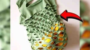 DIY Grocery Bag Out Of An Old T-Shirt Tutorial